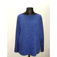 Chabrowy sweter typu melanż OVERSIZE z wydłużonym tyłem